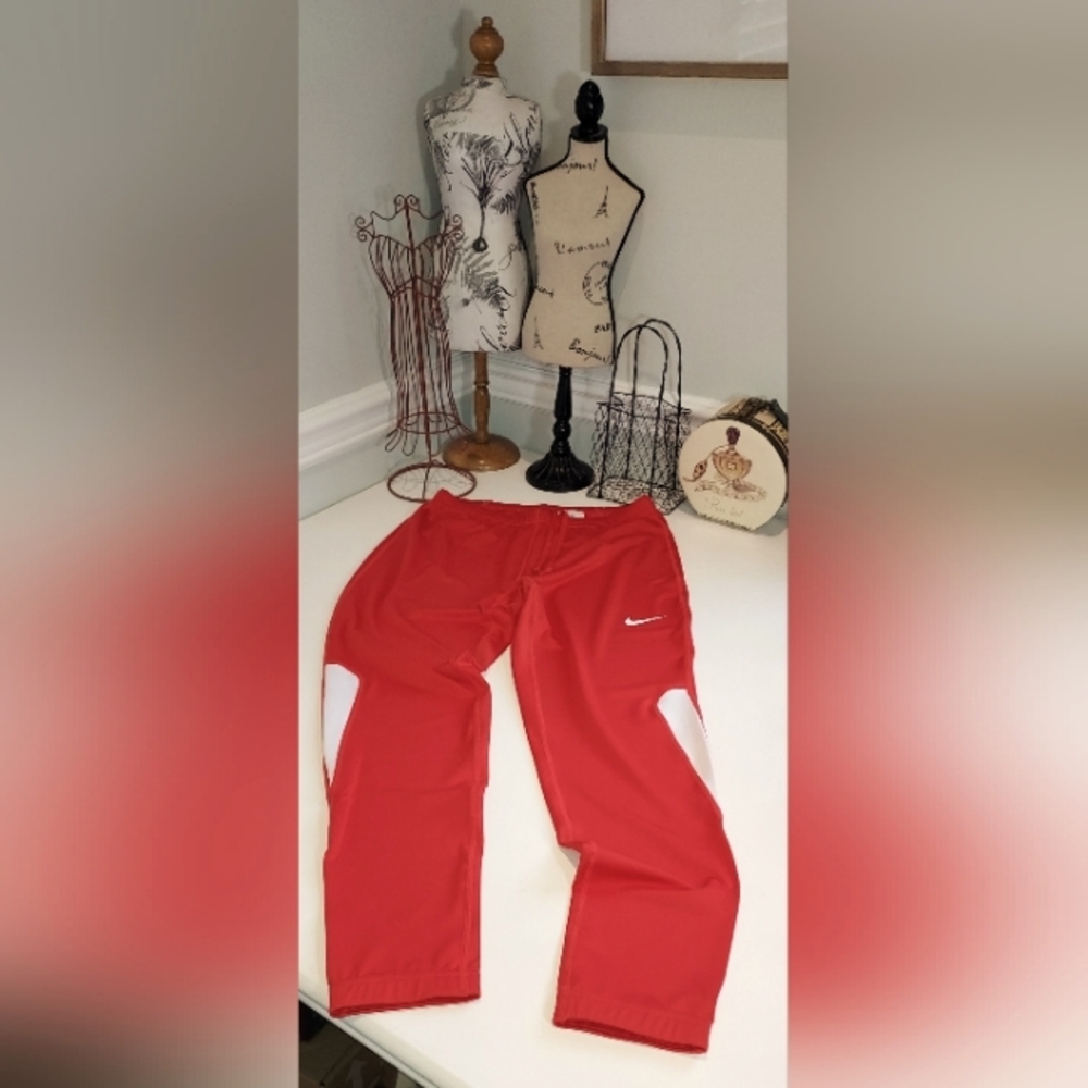 Nike Scarlet Red Dri Fit Elastic Waist Running Pants Sz L NWT